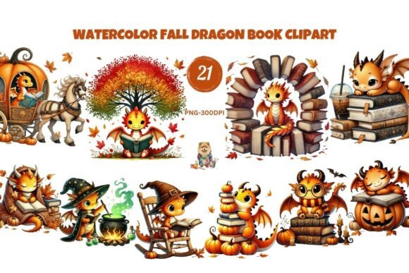 Download Watercolor Fall Dragon Book PNG Clipart - Png clipart Collection