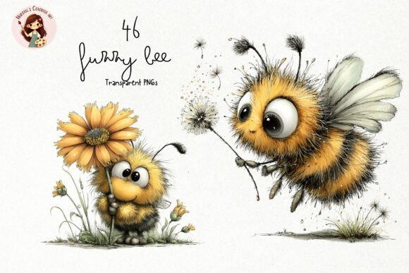 Download Whimsical Fuzzy Bee PNG Clipart Bundle - Png clipart Collection
