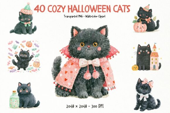 Download Whimsical Halloween Cats PNG Clipart - Png clipart Collection