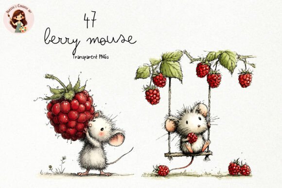 Download Cute Berry Mouse Watercolor PNG Clipart - Png clipart Collection