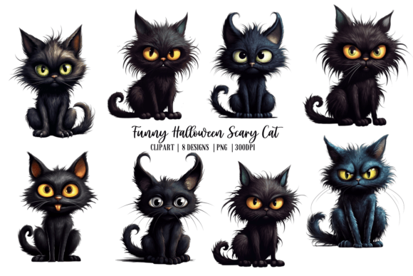 Download Funny Halloween Scary Cat Clipart - Premium Bundle